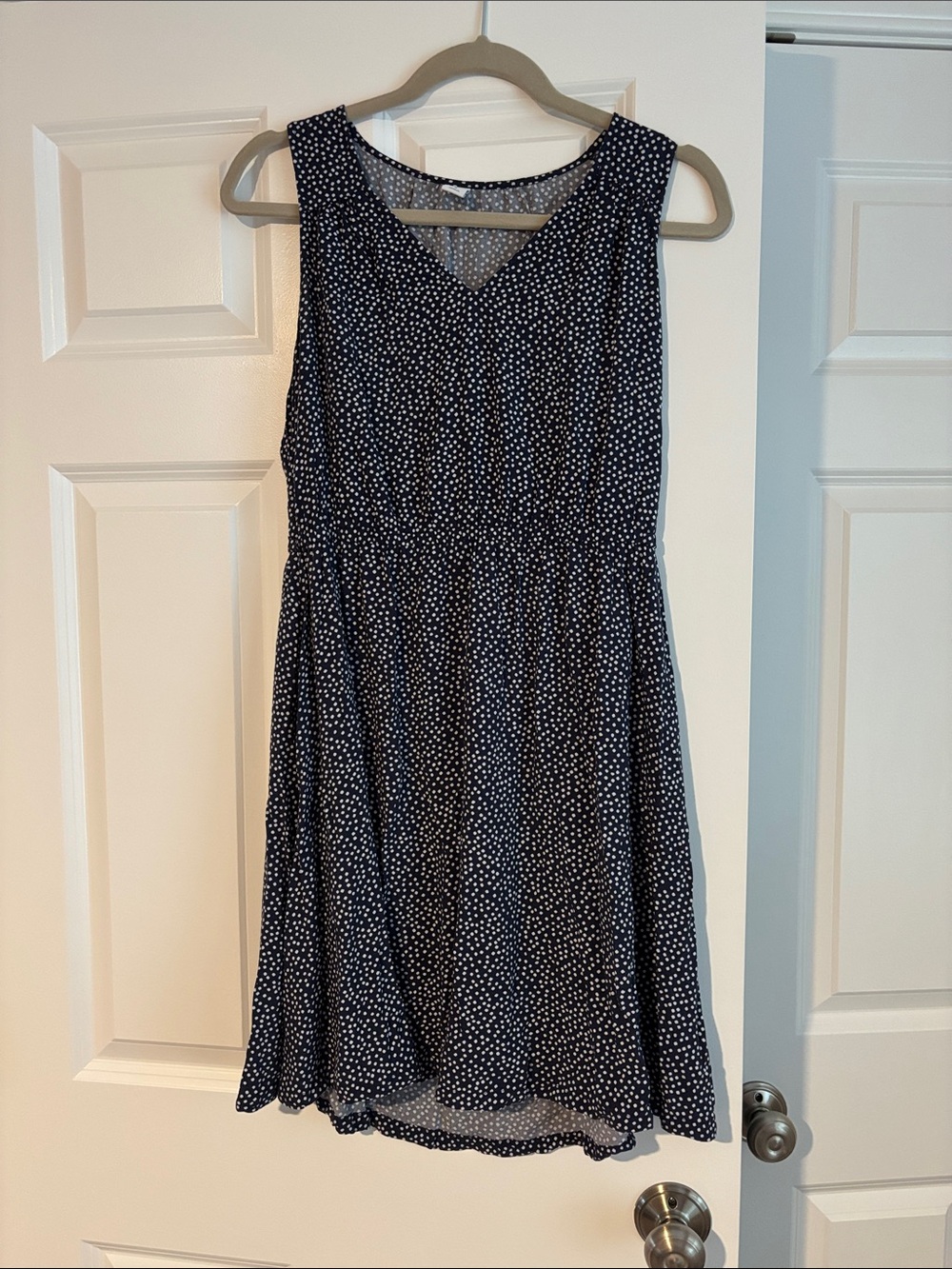 Old Navy Navy & White Polka Dot Sleeveless Midi Dress
